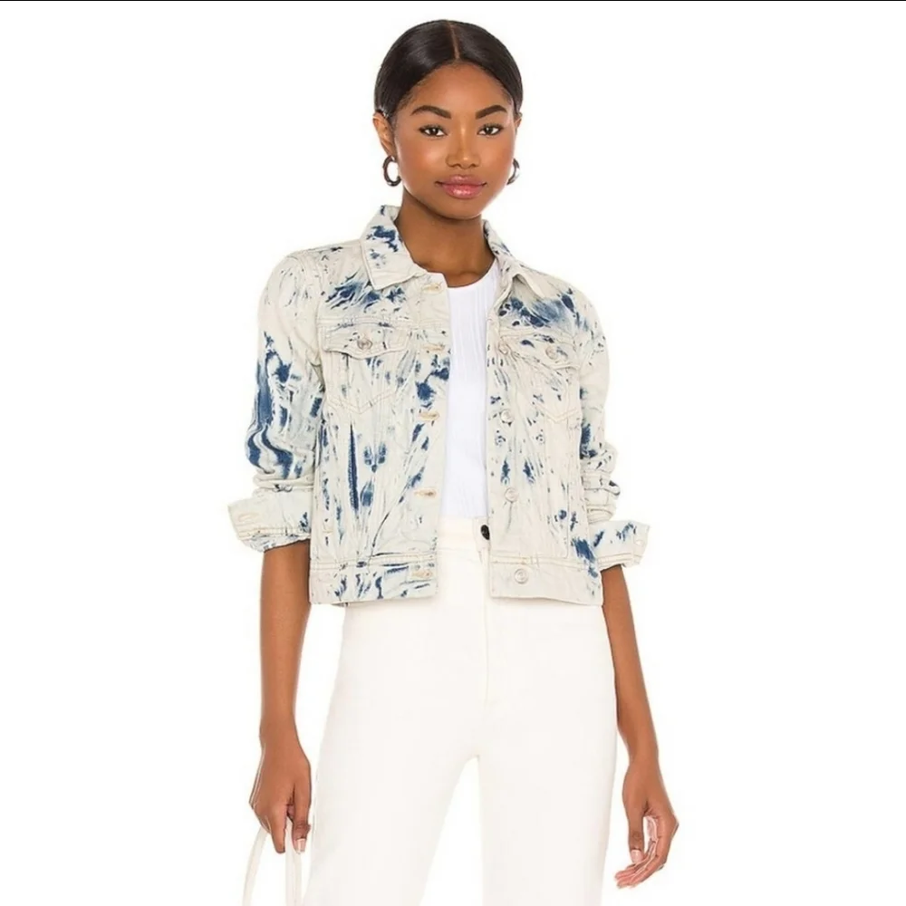 Free People Rumors Acid Wash Tie Dye Denim Trucker Jacket Size Small NWT!